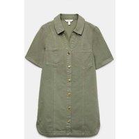 M&S Denim Mini Shirt Dress Khaki