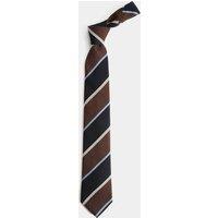 M&S SARTORIAL Wool Rich Striped Tie with Silk Brown Mix