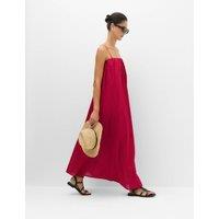 M&S Pure Cotton Volume Bandeau Maxi Beach Dress Dark Red