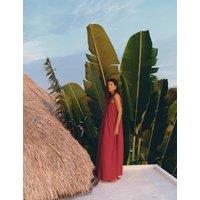 M&S Pure Cotton Volume Bandeau Maxi Beach Dress Dark Red