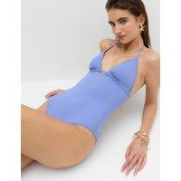 M&S Bead Detail Padded Halterneck Swimsuit Hyacinth