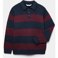 M&S Cotton Rich Striped Knitted Rugby Jumper (6-16 Yrs) Red Mix