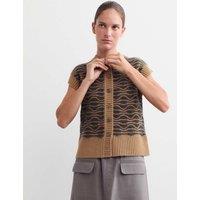 JAEGER Wool Rich Knitted Vest with Alpaca Camel Mix