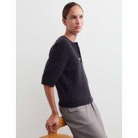 JAEGER Wool Blend Ribbed Button Detail Jumper Charcoal
