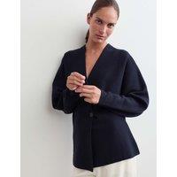JAEGER Pure Merino Wool Wrap Cardigan Navy