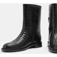 M&S Leather Block Heel Boots Black