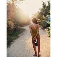 M&S Sheen Cami Scoop Neck Swimsuit Moss Green