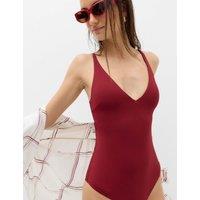 M&S Plunge Swimsuit Dark Red