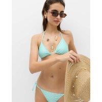 M&S Printed Padded Halterneck Triangle Bikini Top Blue Mix