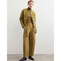 JAEGER Cotton Modal Barrel Leg Trousers Green
