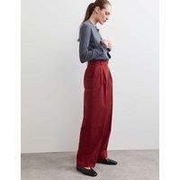 JAEGER Italian Wool Rich Wide Leg Trousers Red Mix