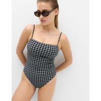 M&S Printed Square Neck Swimsuit Black Mix