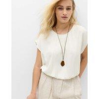 M&S Gathered Hem Top With Linen White Mix