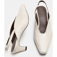 JAEGER Square Toe Kitten Heel Slingback Shoe Ivory