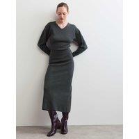 JAEGER Pure Merino Wool Knitted Column Skirt Charcoal