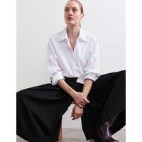 JAEGER Pleated Wide Leg Culottes with Wool Black