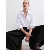 JAEGER Pleated Wide Leg Culottes with Wool Black