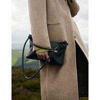 JAEGER Leather Woven Knotted Shoulder Bag Black