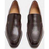 JAEGER Leather Block Heel Loafers Chocolate