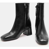 JAEGER Square Toe Block Heel Ankle Boots Black