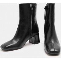 JAEGER Square Toe Block Heel Ankle Boots Black