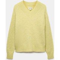 JAEGER Mohair and Wool Blend V-Neck Textured Jumper Light Green