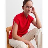 JAEGER Mohair and Wool V-Neck Knitted Top Red