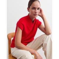 JAEGER Mohair and Wool V-Neck Knitted Top Red