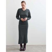 JAEGER Pure Merino Wool V-Neck Fitted Jumper Charcoal