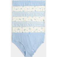 M&S 7 Pack Floral Striped Knickers (18 Mths - 16 Yrs) Light Blue Mix