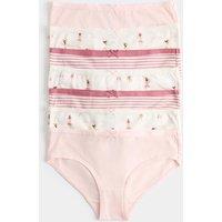M&S 7 Pack Cotton With Stretch Ballerina Knickers (18 Mths - 10 Yrs) Dusky Pink