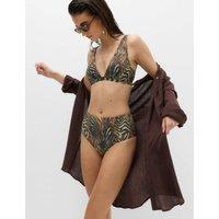 M&S Tummy Control High Waisted High Leg Bikini Bottoms Dark Green Mix