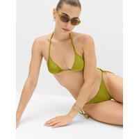 M&S Sheen Triangle Bikini Top Moss Green