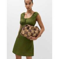 M&S Pure Linen Ruched Mini Waisted Dress Fern Green