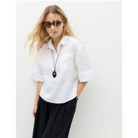M&S Pure Linen V-Neck Relaxed Top White