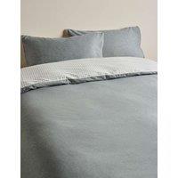 M&S Brushed Cotton Melange Gingham Bedding Set Charcoal