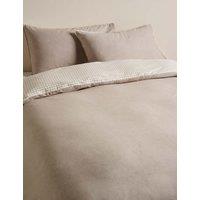 M&S Brushed Cotton Melange Gingham Bedding Set Mink