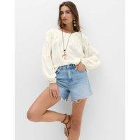 M&S Linen Blend Relaxed Shirred Top Ivory