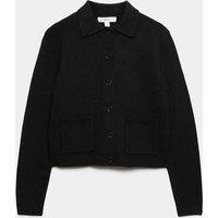 M&S Air-Yarn Collared Relaxed Cropped Cardigan Black