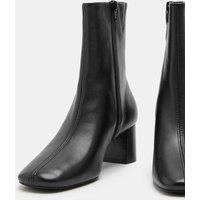 M&S Leather Block Heel Sock Boots Black