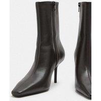 M&S Leather Stiletto Heel Chisel Toe Ankle Boots Brown