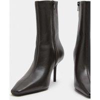 M&S Leather Stiletto Heel Chisel Toe Ankle Boots Brown