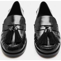 M&S Leather Chunky Tassel Block Heel Round Toe Loafer Black
