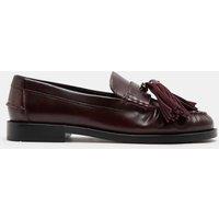 M&S Leather Chunky Tassel Block Heel Round Toe Loafer Wine