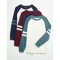 M&S 3 Pack Cotton Rich Striped Sleeve Tops (6-16 Yrs) Multi