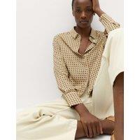 M&S Polka Dot Collared Button Through Shirt Natural Mix