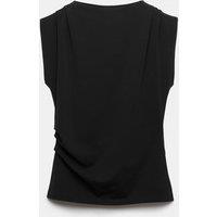 M&S Cotton Rich Ribbed High Neck Asymmetric Top Black