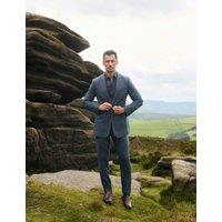 JAEGER Tailored Fit Italian Wool Textured Suit Jacket Mid Blue