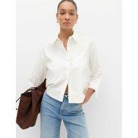 M&S Pure Cotton Striped Oxford Shirt Soft White