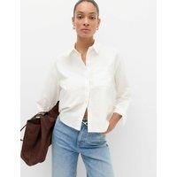M&S Pure Cotton Striped Oxford Shirt Soft White